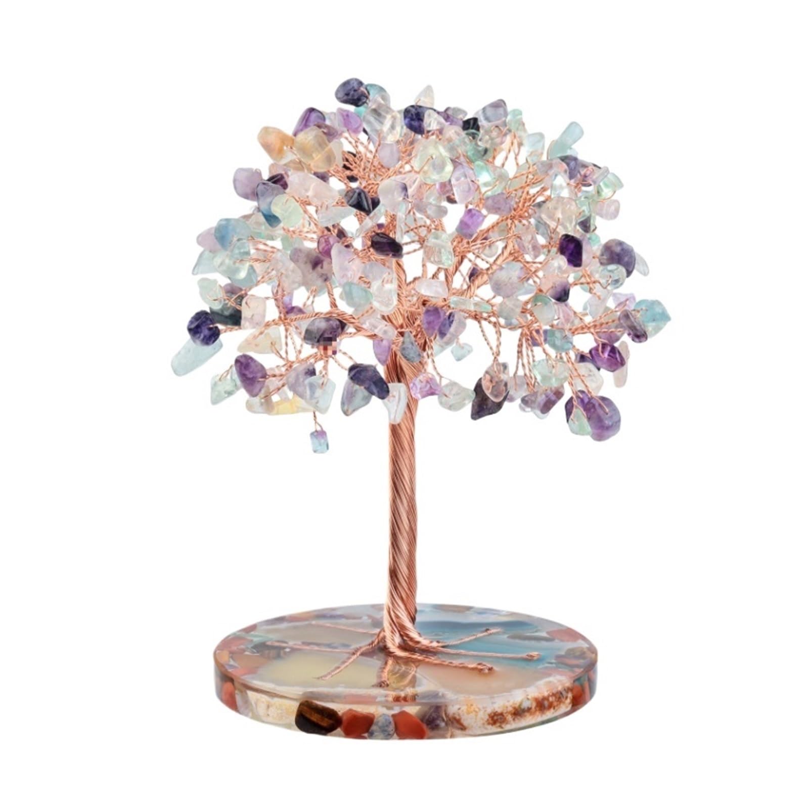 crystal tree， Feng Shui NaturalCrystal Money Tree Bonsai Style Decoration For Wealth And Luck Fengshui Decorations(Multi colored)