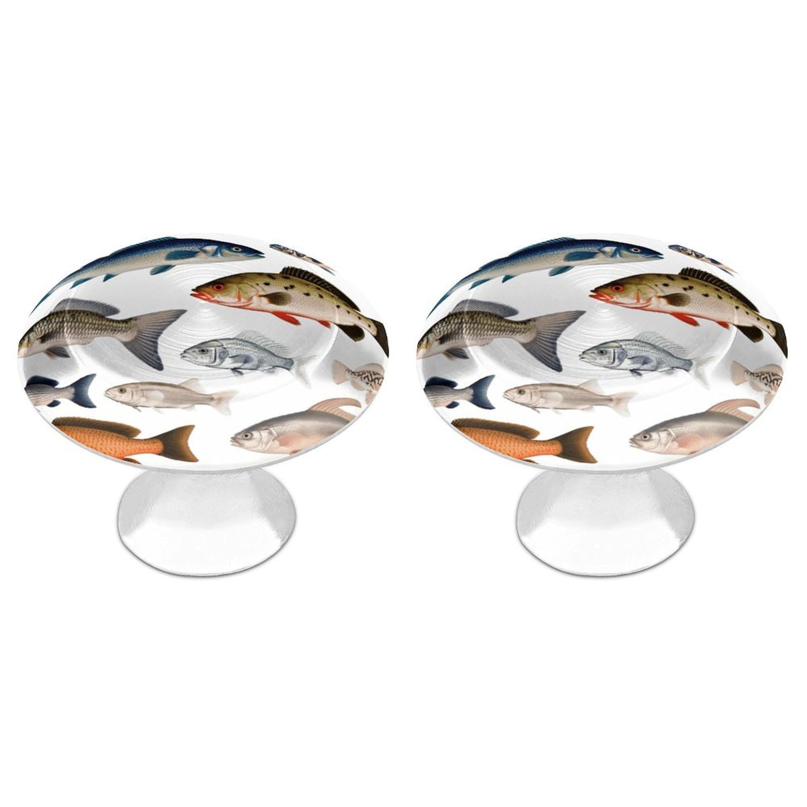 FekiLoot Different Fish Cabinet Knobs Personality Stainless Steel Round Drawer Handles Circle Modern Cabinet Handles Drawer Knobs for Kitchen Dresser Bathroom Cupboard Furniture