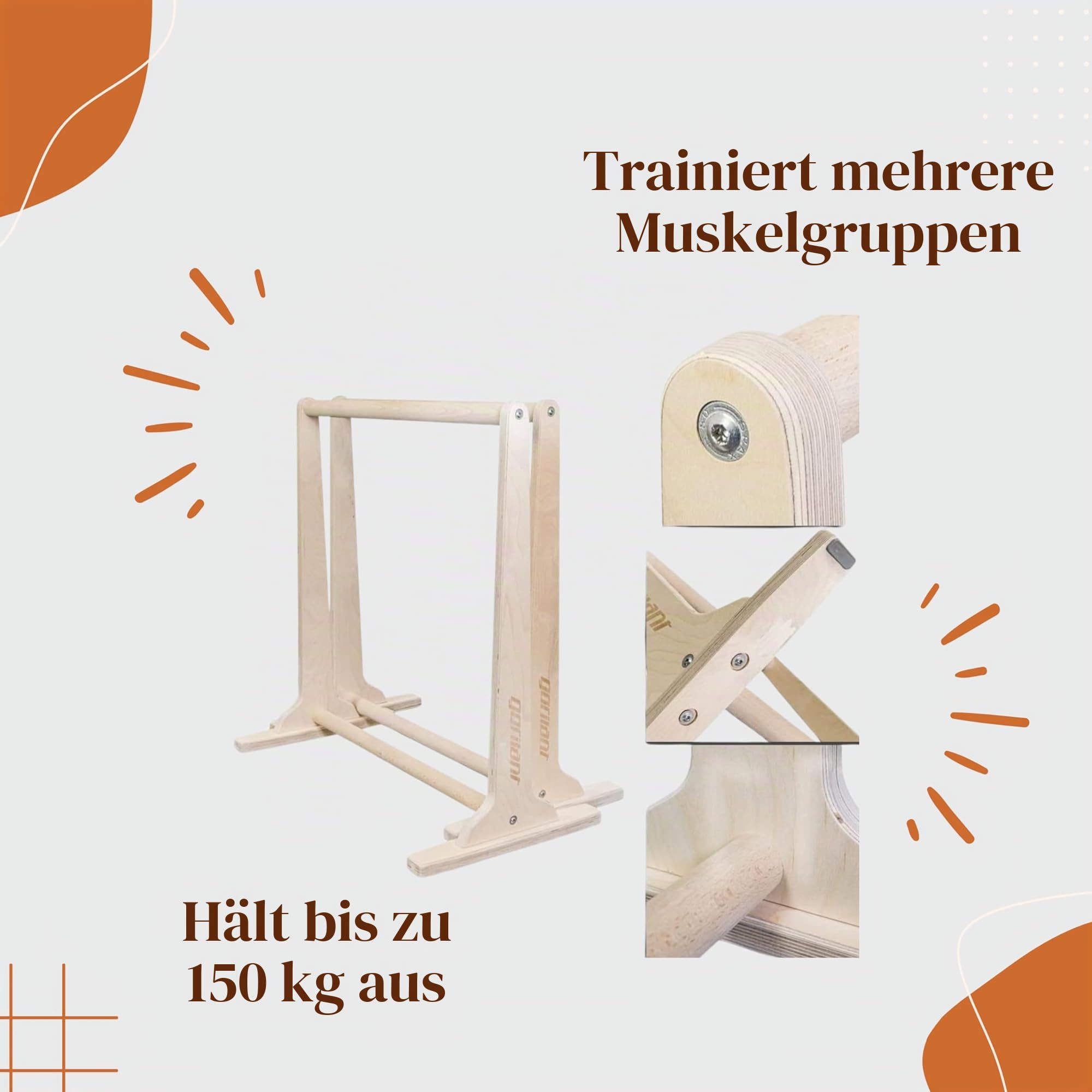 Gorletic Parallelstangen für Calisthenics und Gymnastik zu Hause, Höhe 92 cm, Muskeltraining, Parallelstange, Calisthenics, Power-Rack, ideal für Ihr Training