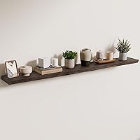 Vista 10 de Axeman Estantes flotantes de madera de olmo rústico para pared, estante de pared de 48 x 8 pulgadas de profundidad con soporte invisible, estantes