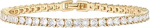 PAVOI 14K Gold Plated 3mm Cubic Zirconia Classic Tennis Bracelet | Gold Bracelets for Women | Size 6.5-7.5 Inch