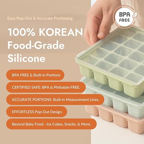 Miniatura 4 de Bandeja de silicona para congelador, cubos de almacenamiento de alimentos para bebés con tapa de clip, congelar alimentos para bebés, sopas, purés,