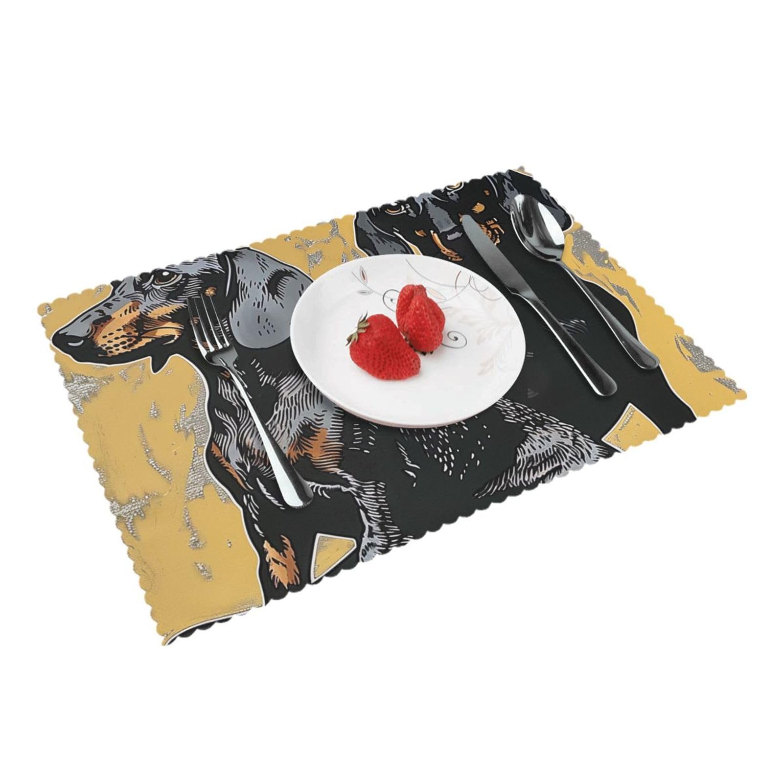 Dachshund Printed Placemat Heat Resistant Place Mats Set of 4 PCS Washable Kitchen Table Mats, 12x18 Inch