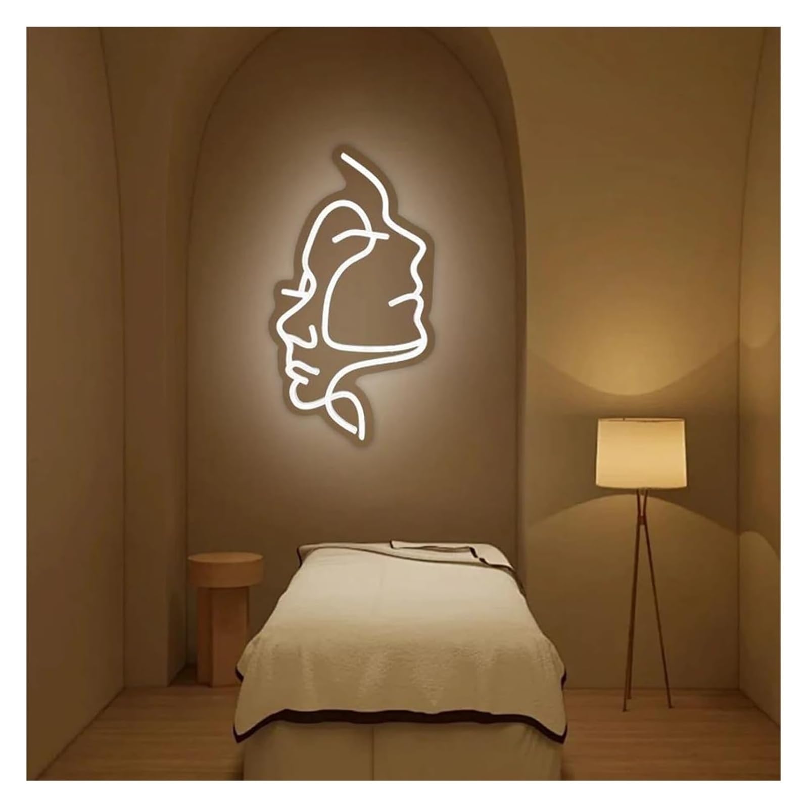 Lampada da parete in acrilico con linea estetica bianca, alimentata per insegna al neon, per camera letto e ufficio