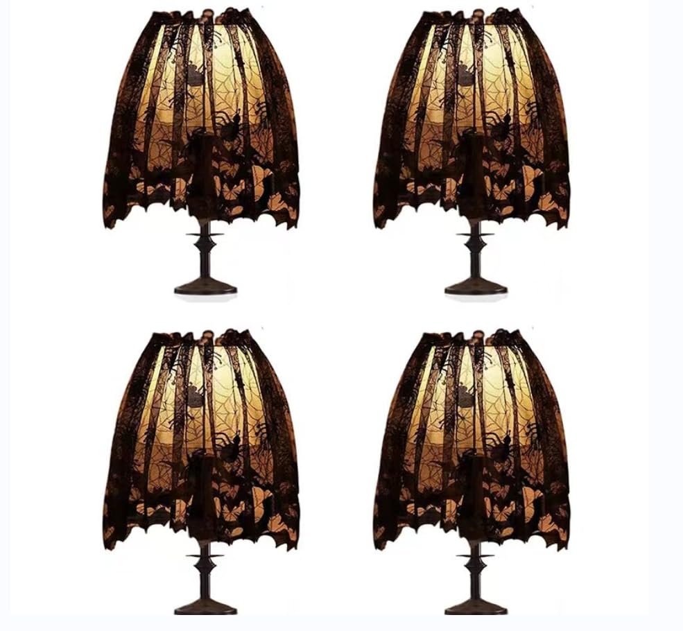 4Pcs Halloween Lamp Shade Cover Decorations, Lampshades Cover Decor Supplies, Large 20 X 60 Inch Spiderweb Lamp Shade Cover