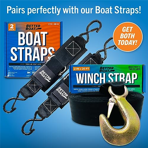 Image of Boat Trailer Winch Strap with Hook, Heavy Duty Replacement for Hand Crank