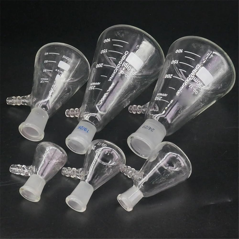 Vetreria da laboratorio 10 ml 25 ml 50 ml 100 ml 250 ml 500 ml 1000 ml #10#14#19#24#29 Borraccia in vetro borosilicato con bocca aspirante(1000ml Joint 29-32)