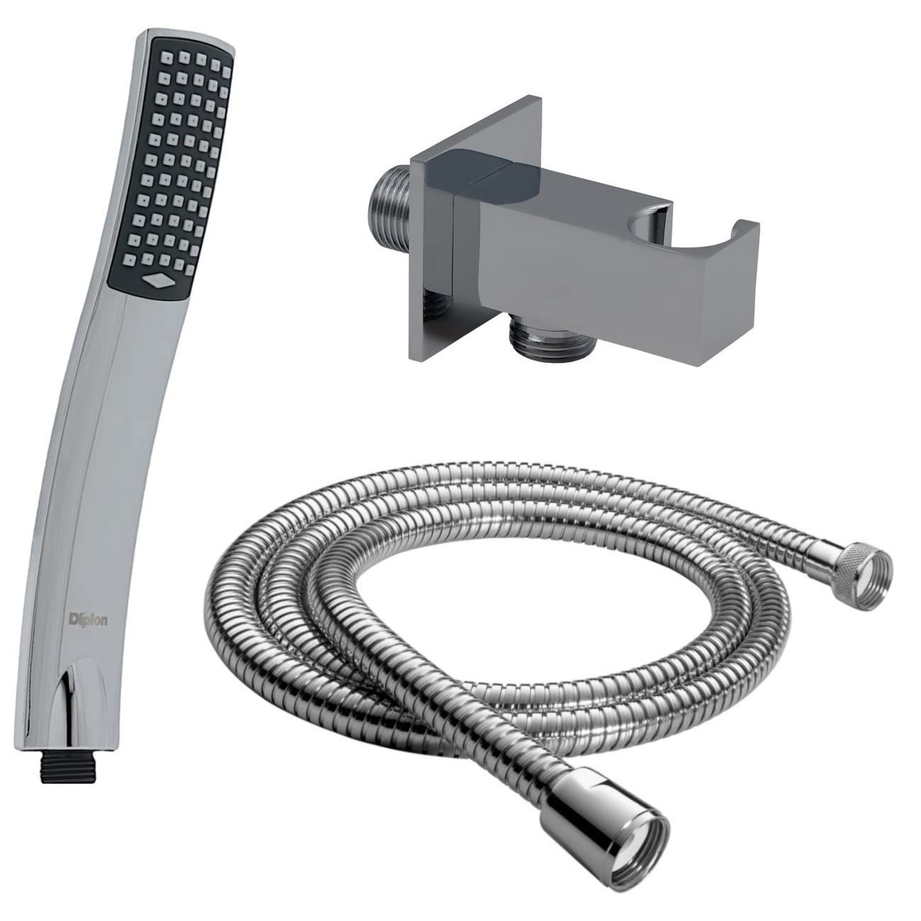 Design Handbrause mit antikalk Düsen/Duschbrause mit Schlauch 200 cm und Wandanschluss mit integrierter Brausehalterung