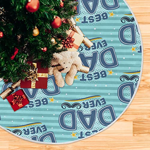 Father's Day Tree Skirt 36" Best Dad Blue Nautical Sailor Striped Christmas Tree Skirts Rustic Farmhouse Xmas Mat For Holiday Festival Party Decor #TOP4