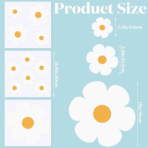 Miniatura 3 de Bencailor 36 hojas de calcomanías de pared de flores de vinilo para pared, papel tapiz floral para niños y niñas, para guardería, sala de juegos,