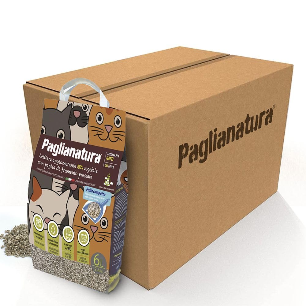 Paglianatura 6-częściowy zestaw naturalny żwirek dla kotów 2,4 KG/6 LT — wysoka chłonność, przyjazny dla środowiska, bezwonny, łatwy do czyszczenia