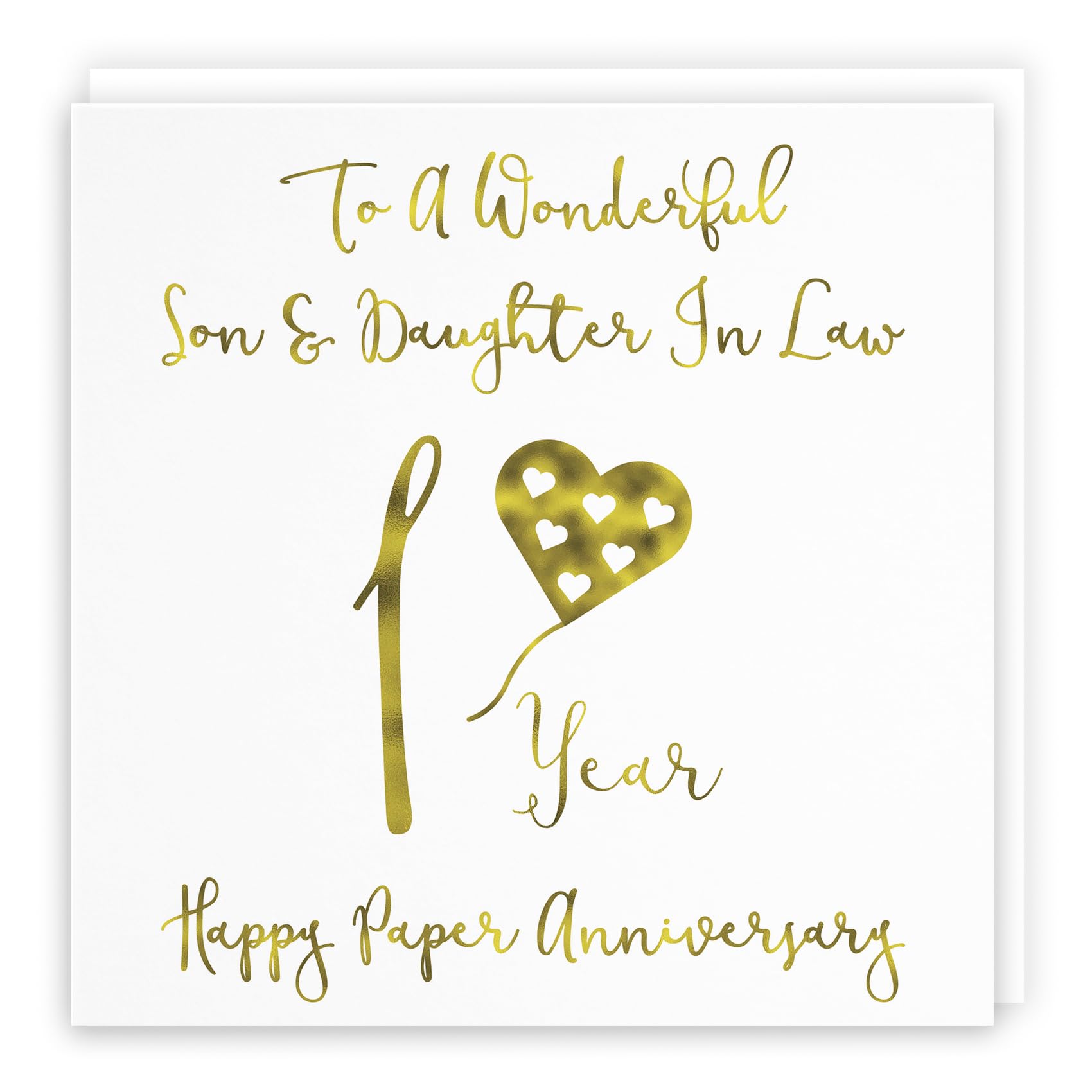 Hunts England, Son And Daughter In Law 1st Anniversary Card, To A Wonderful Son & Daughter In Law, 1 Year