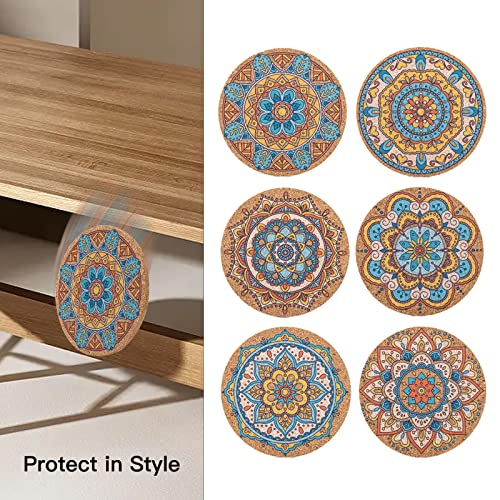 STARUBY 12 Pcs Cork Coasters, Coasters for Drinks for Coffee Table for Drinks Absorbent Kitchen Dining Room Decoration 10cm Round - Image 4