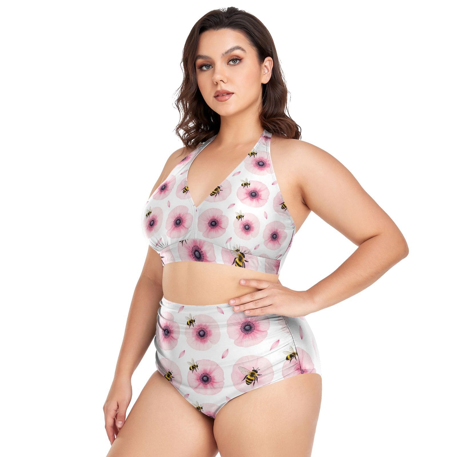 FRODOTGV Curvy - Costume da bagno a due pezzi da donna, taglia L-4XL