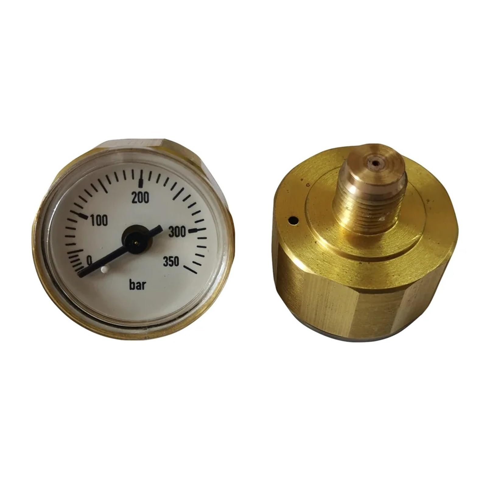 Manómetro, Manómetro de presión aire con esfera 28mm, 350bar, 5000psi, 1/8BSP, manómetro rosca M10(M10X1 White,No cover)