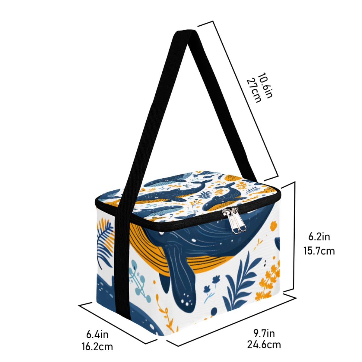 GzLeyigou Lunch Bags for Women Men 9 Cans,Cute Ocean Whales Hot & Cold Food Delivery Bag Insulated Grocery Bag Insulated Lunch Box Whale Cooler Bag for Office Work Picnic Beach