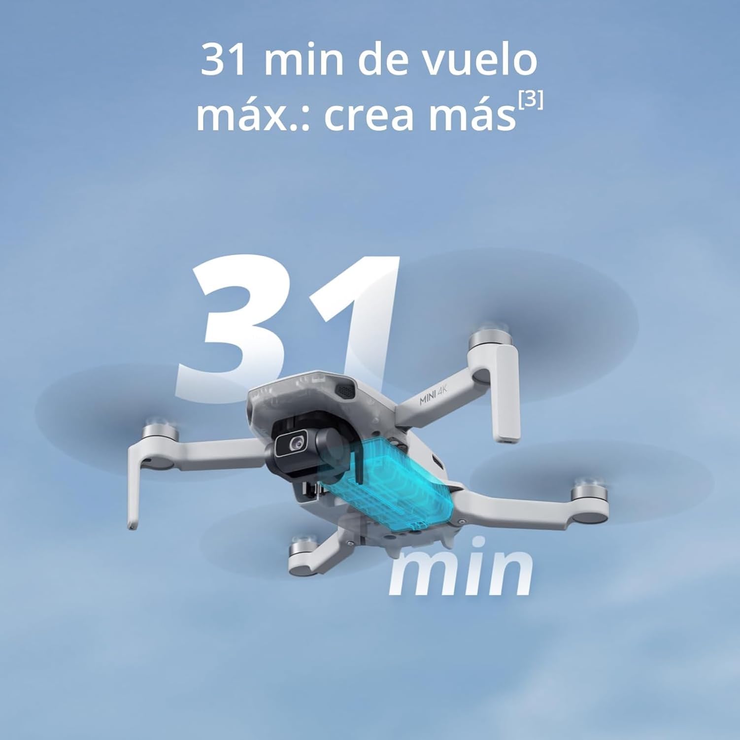 DJI Mini 4K, dron con cámara 4K UHD, menos de 249 g | Estabilización en 3 ejes, transmisión de vídeo a 10 km, regreso automático, resistencia al viento, 31 min de tiempo de vuelo