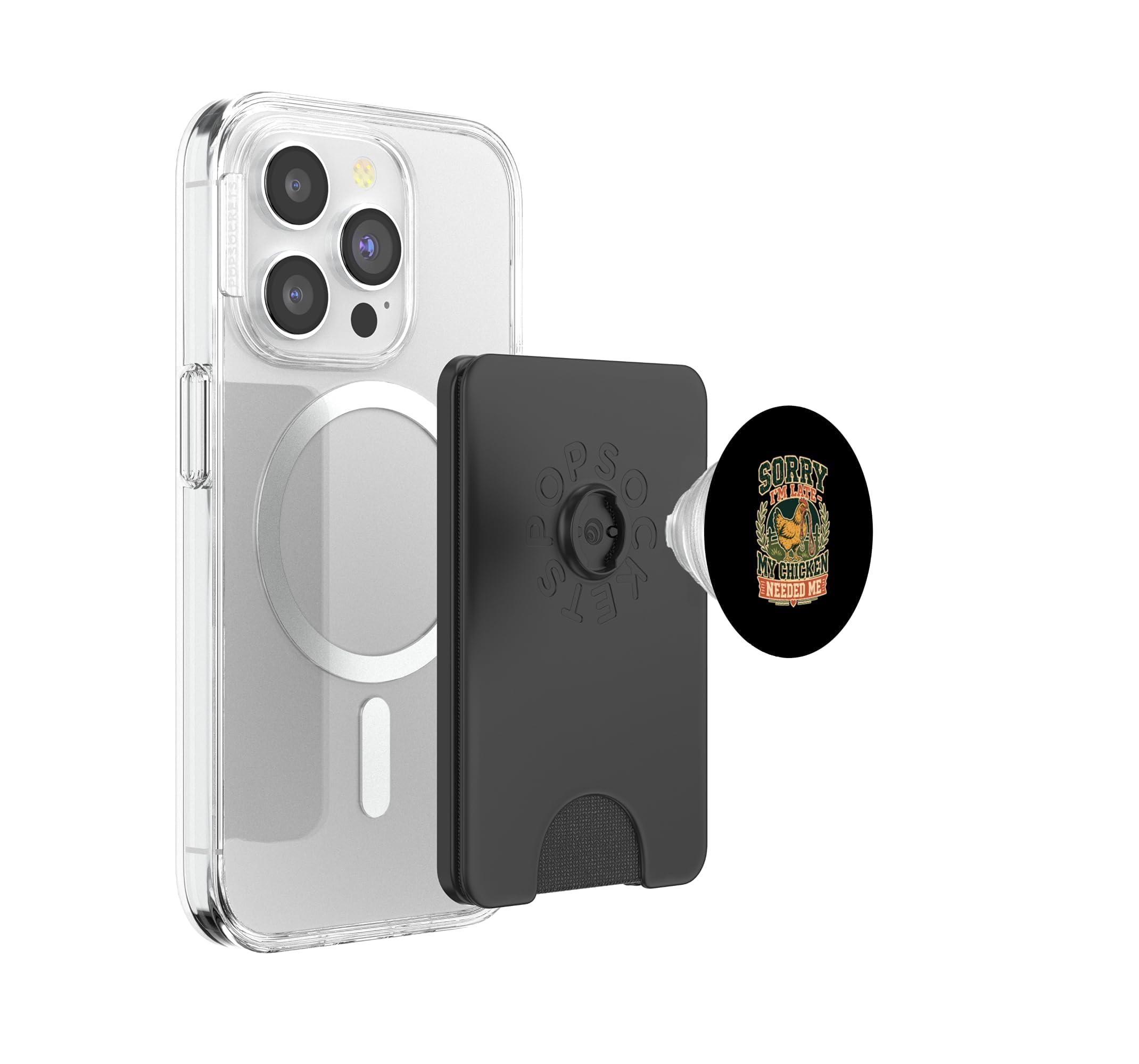 Sorry I'm Late My Chicken Needed Me Lustiges Hühnchen Lokales Ei PopSockets PopWallet für MagSafe