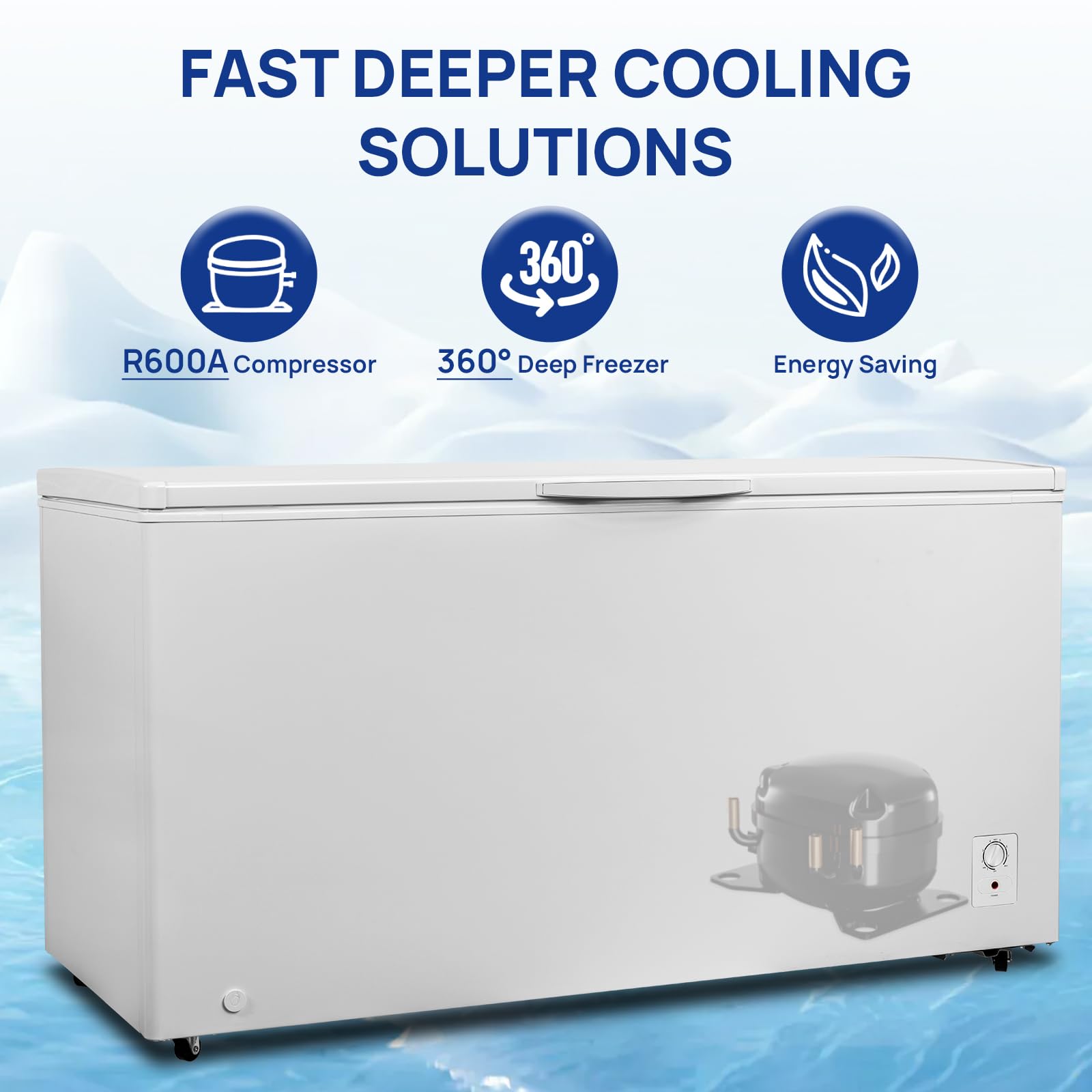 Smad 20.5 Cu. Ft. Garage Ready Chest Freezer, Deep Freezer with Top Opening, 7 Level Temperature Control, Easy Defrost Drain, for Storage, Large Family, Kitchen-29.8"D x 63.3"W x 34.5"H on Fridge.com