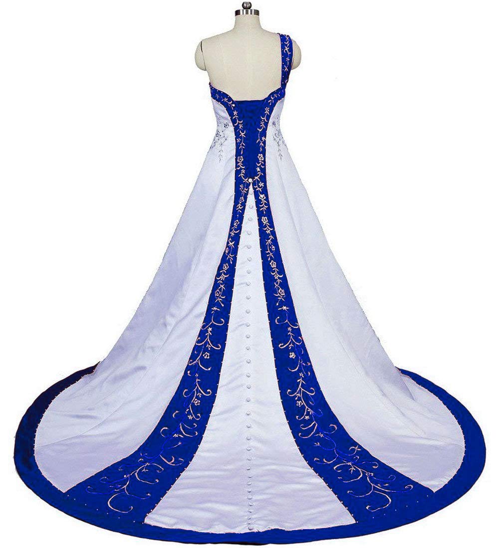 Élégant A-Ligne Une épaule Robes de mariée Vêtements de mariée Broderie Satin Robes de Mariage