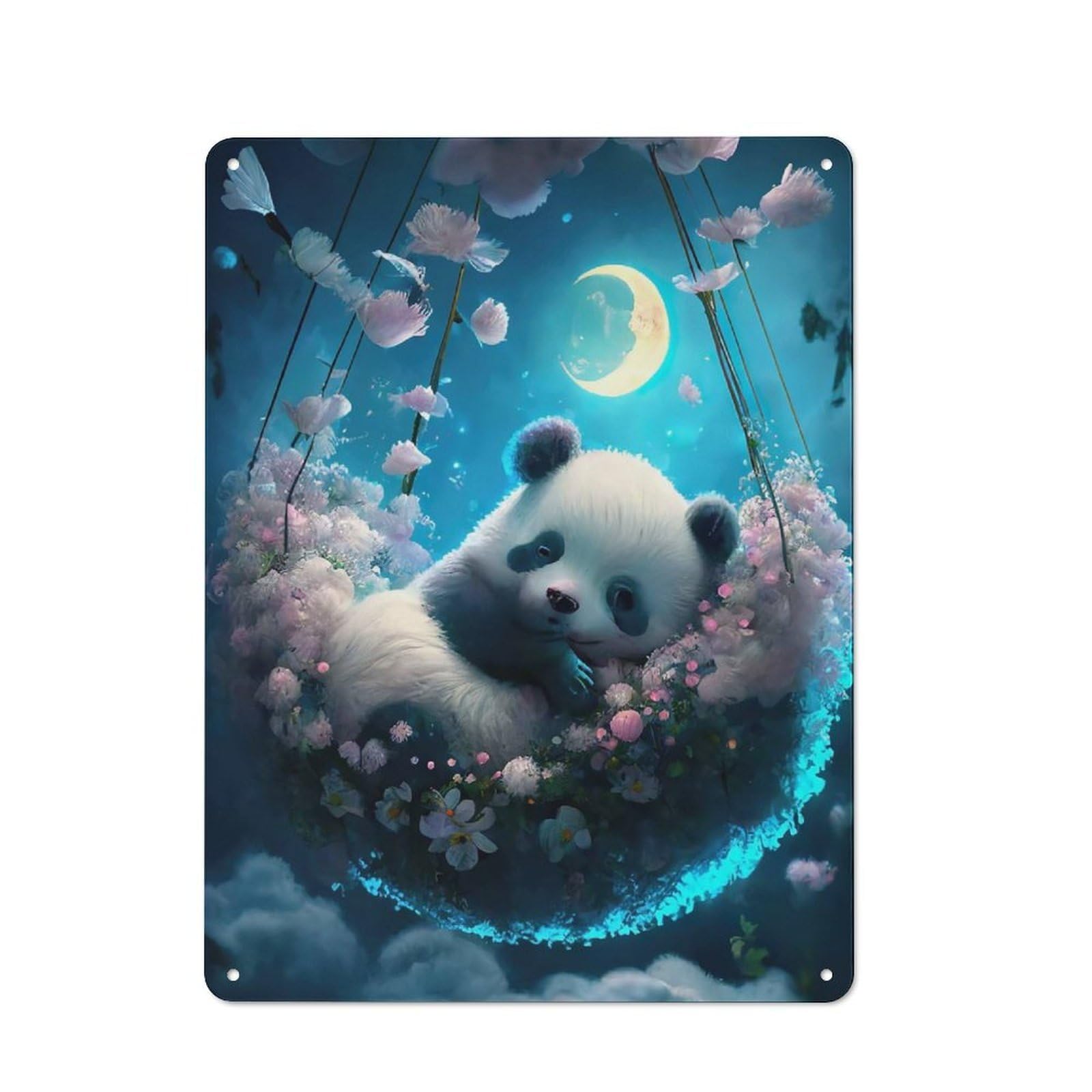 Vintage Peaceful Panda Decorative Metal Plaque 40x30cm, Garden Room Wall Plaque for Shed, Garden Room, Porch Or Garage