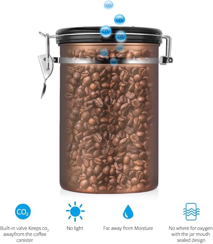Coffee Canister Airtight, Recipiente Acero Inoxidable para Café (Dorado) miniatura 5