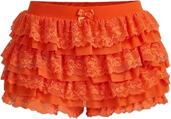 Women Lace Trim Lolita Layered Ruffles Bloomers Short Frill Pumpkin Bottom Elastic Short Pants