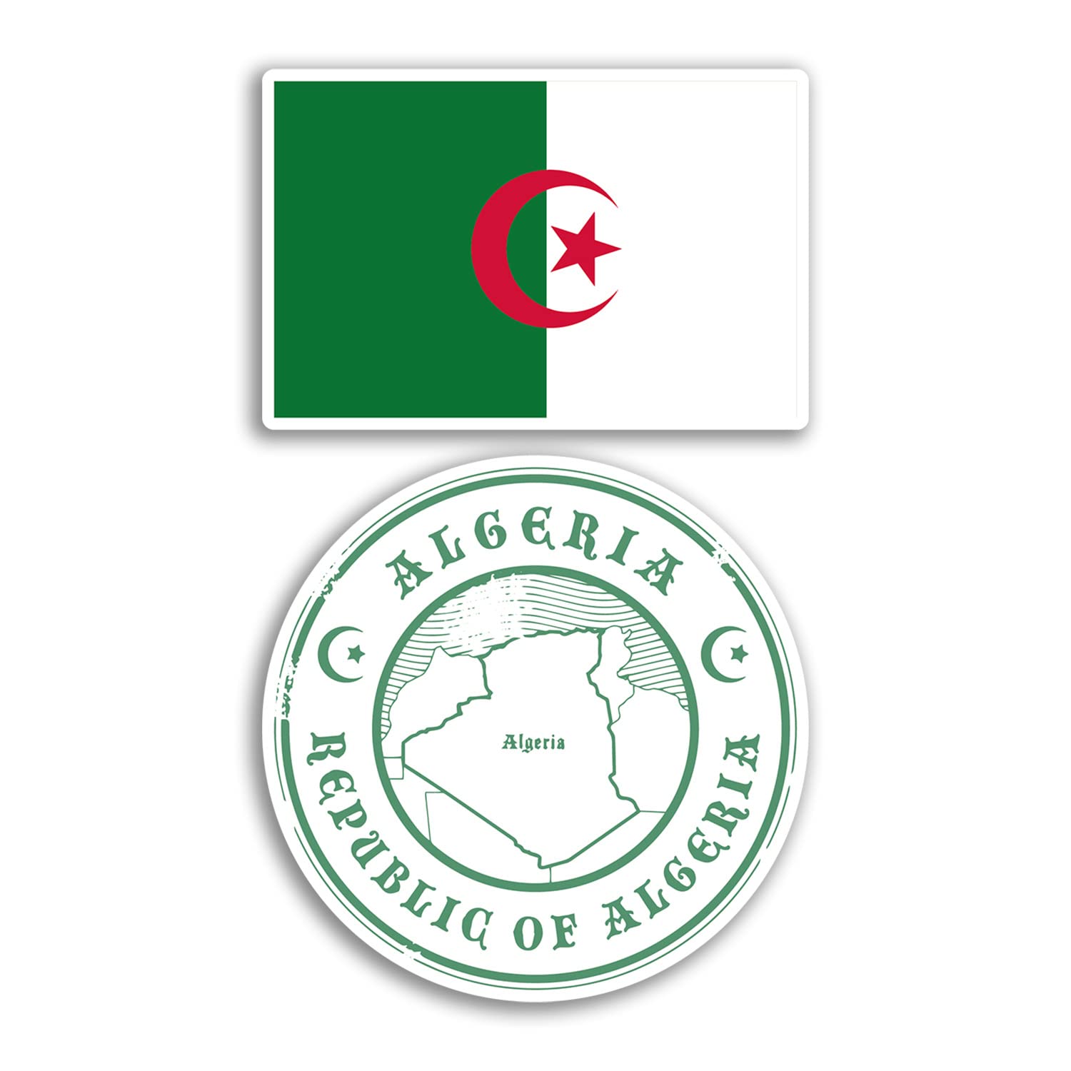 2 x 10cm Wide Algeria Vinyl Stickers - Algerian Africa Map Holiday Adventure Travel Country Scrapbooking Gift #78692