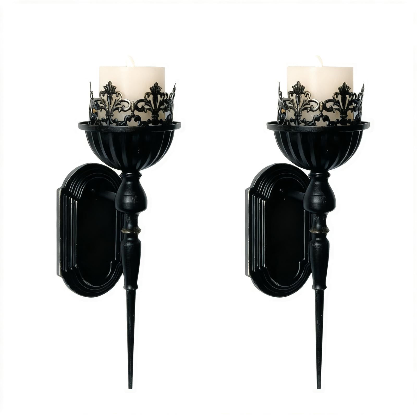TWISAXC Candle Wall Sconce Gothic Vintage Sconce Gold Candle Sconces Metal Iron Easy To Install Gift Options Deform. Loved New, black