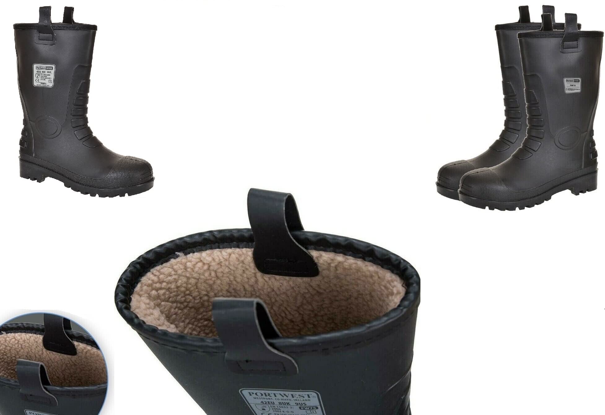 Portwest FW75 S5 Ci Stivali di Gomma da Lavoro, Unisex - Adulto, SRC, Nero (Nero Bkr), 47 EU (12 UK)