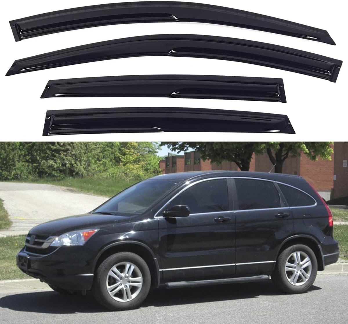 Window Visors Compatible with 2007-2011 Honda CRV,Rain Guards Sun Shields Window Deflector,Tape-On Mugen Style,4PCS