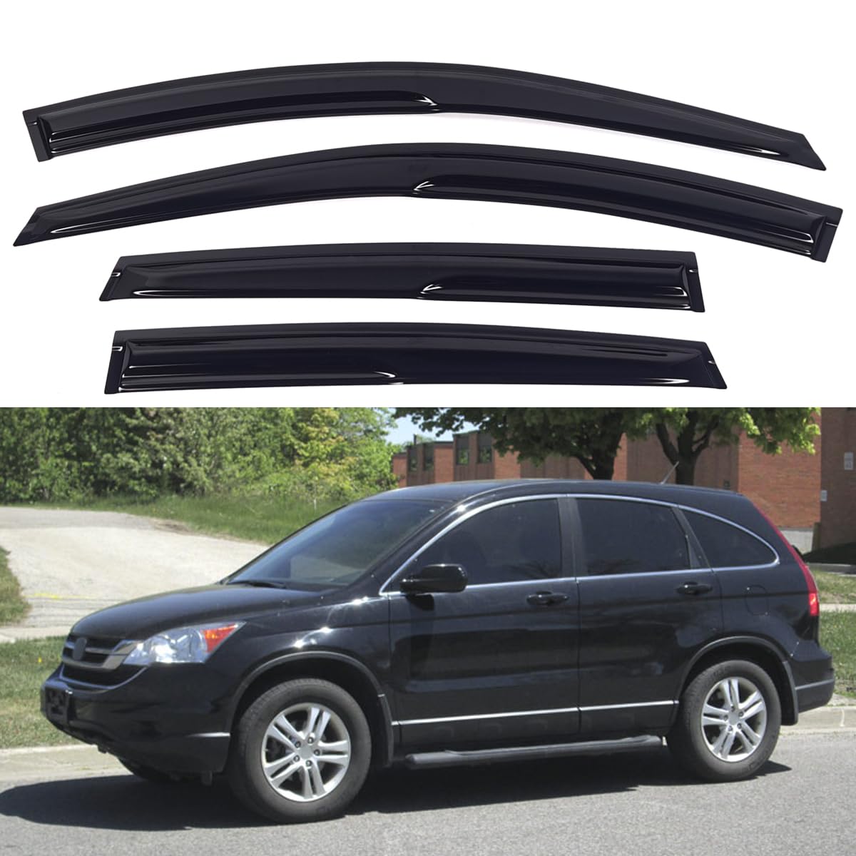 Window Visors Compatible with 2007-2011 Honda CRV,Rain Guards Sun Shields Window Deflector,Tape-On Mugen Style,4PCS