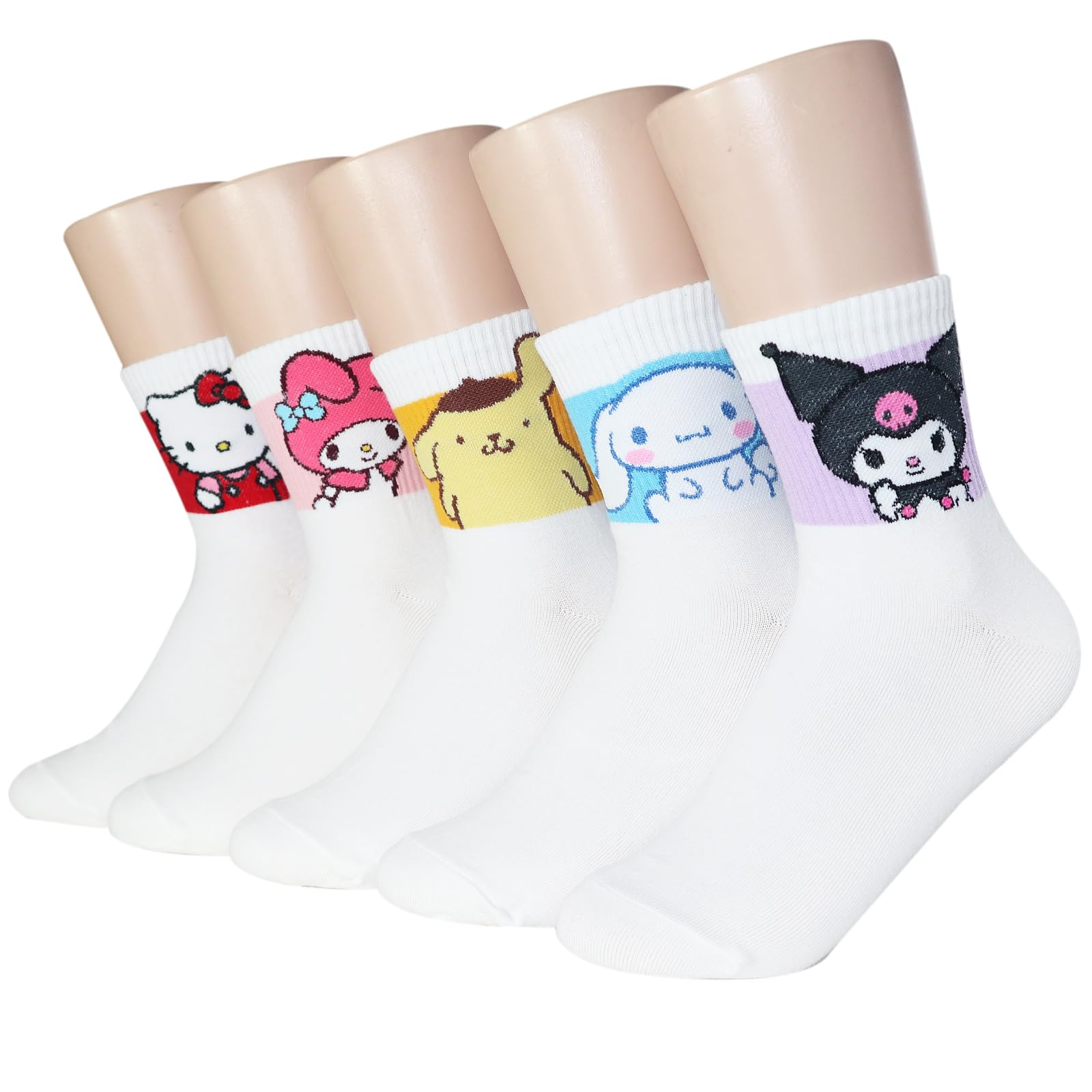 kikiya socksKikiyasocks Socksense Hello K Character Series Women's Original Crew Socks (Mascot_5pairs)