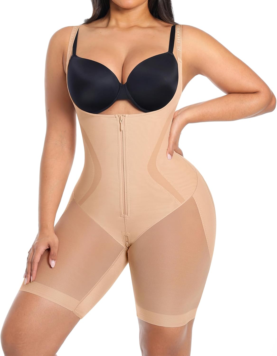 SHAPELLX Fajas Colombianas Shapewear for Women Tummy Control Butt Lifting Bodysuit Back Smoothing Body Shaper Shorts