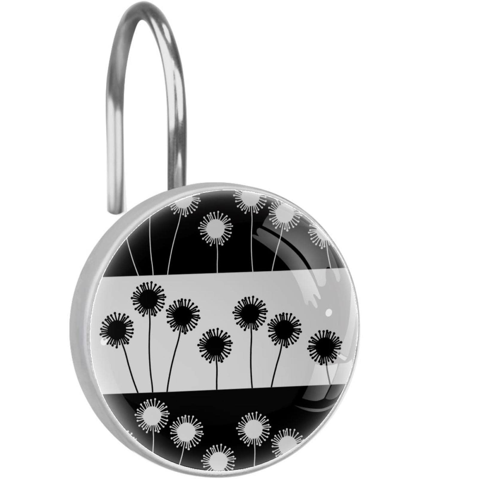 Crochets rideau de douche pissenlit anneaux suspension inox 12x