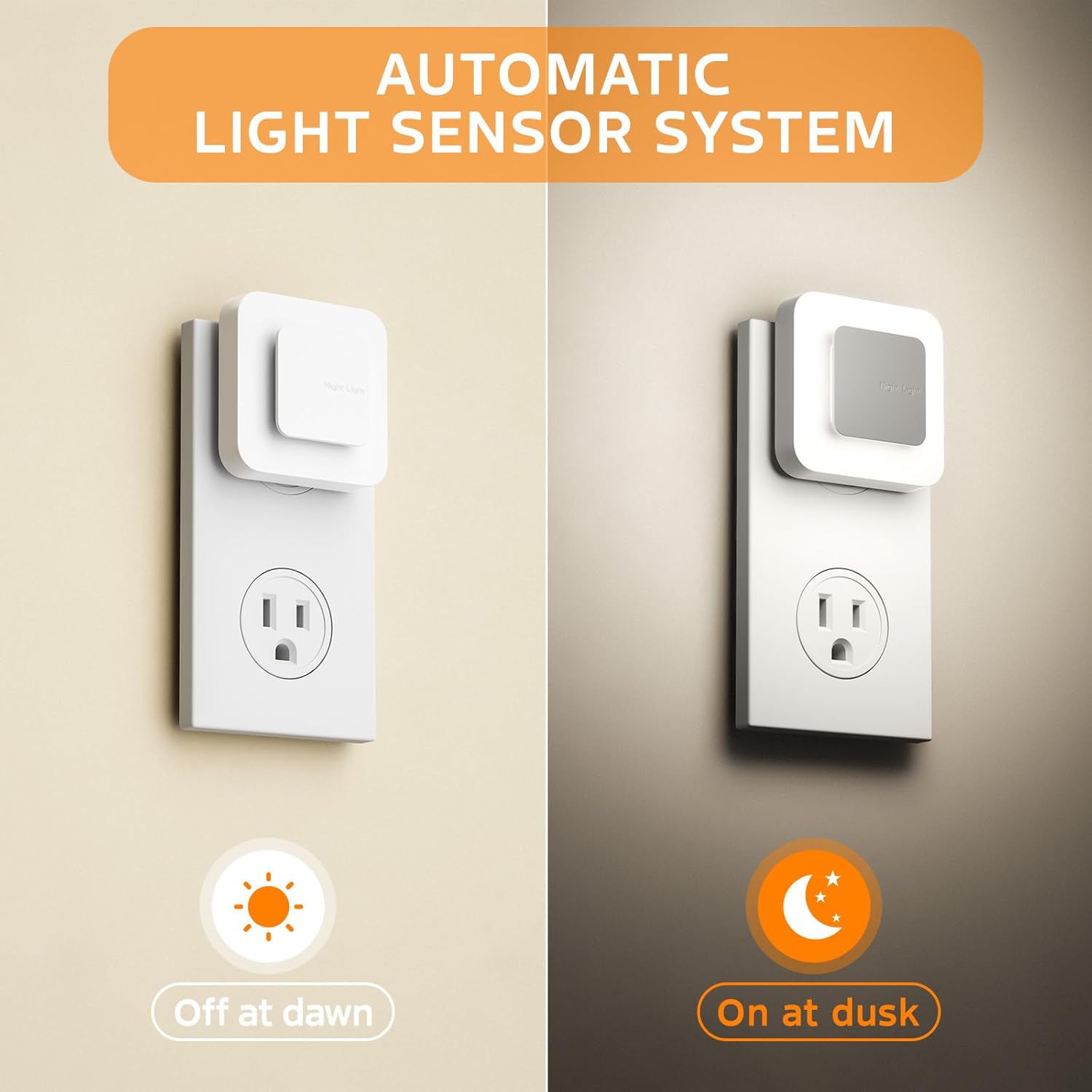 Midea Night Lights Plug Into Wall,5000K Night Light with Dusk to Dawn Sensor,Energy Efficient for Hallway/Stairway/Bathroom/Bedroom/Kitchen,2 Packs