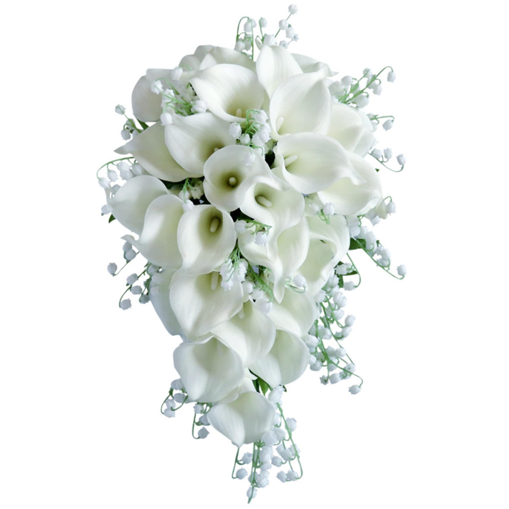 Xdyyjrasa Bridal Bouquet - Realistic Wedding Bouquet with White Calla Lilies, Elegant Cascading Silk Flowers for Bride Ceremony & Home Decor