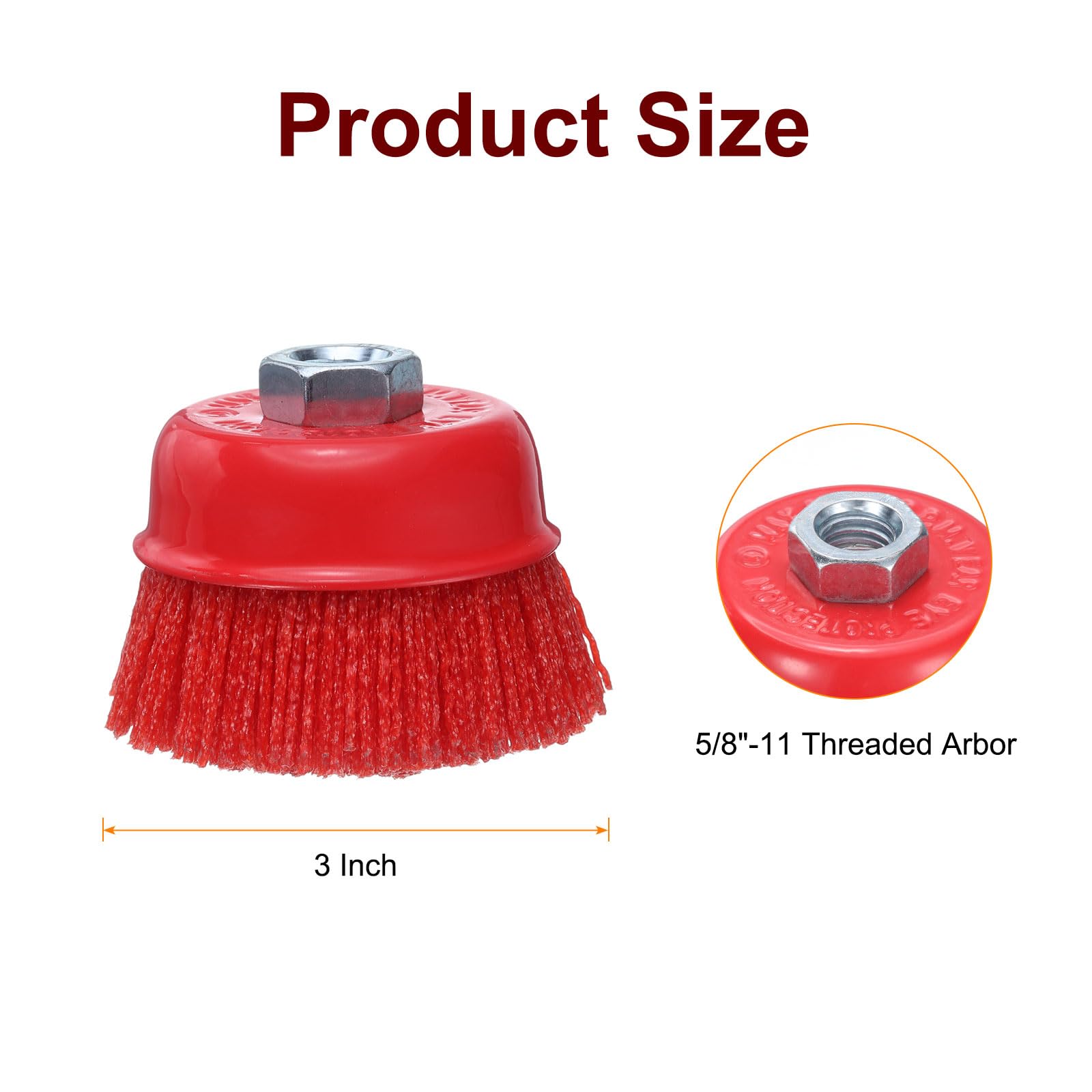 QUARKZMAN 4 Pezzi Spazzola A Tazza In Filamento Di Nylon 3" Per Smerigliatrice Angolare Con Albero Filettato 5/8"-11, Set Di Spazzole Abrasive In Filo Per Vernice E Pulizia Superfici