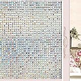 WPT Window Privacy Film 3D Decorative Self-Adhesive Window Film Static Cling Vinly for Reuseable Heat Control Mosic Sun Blocking Stained Glasses Home Office (35.4x78.7 Inches)