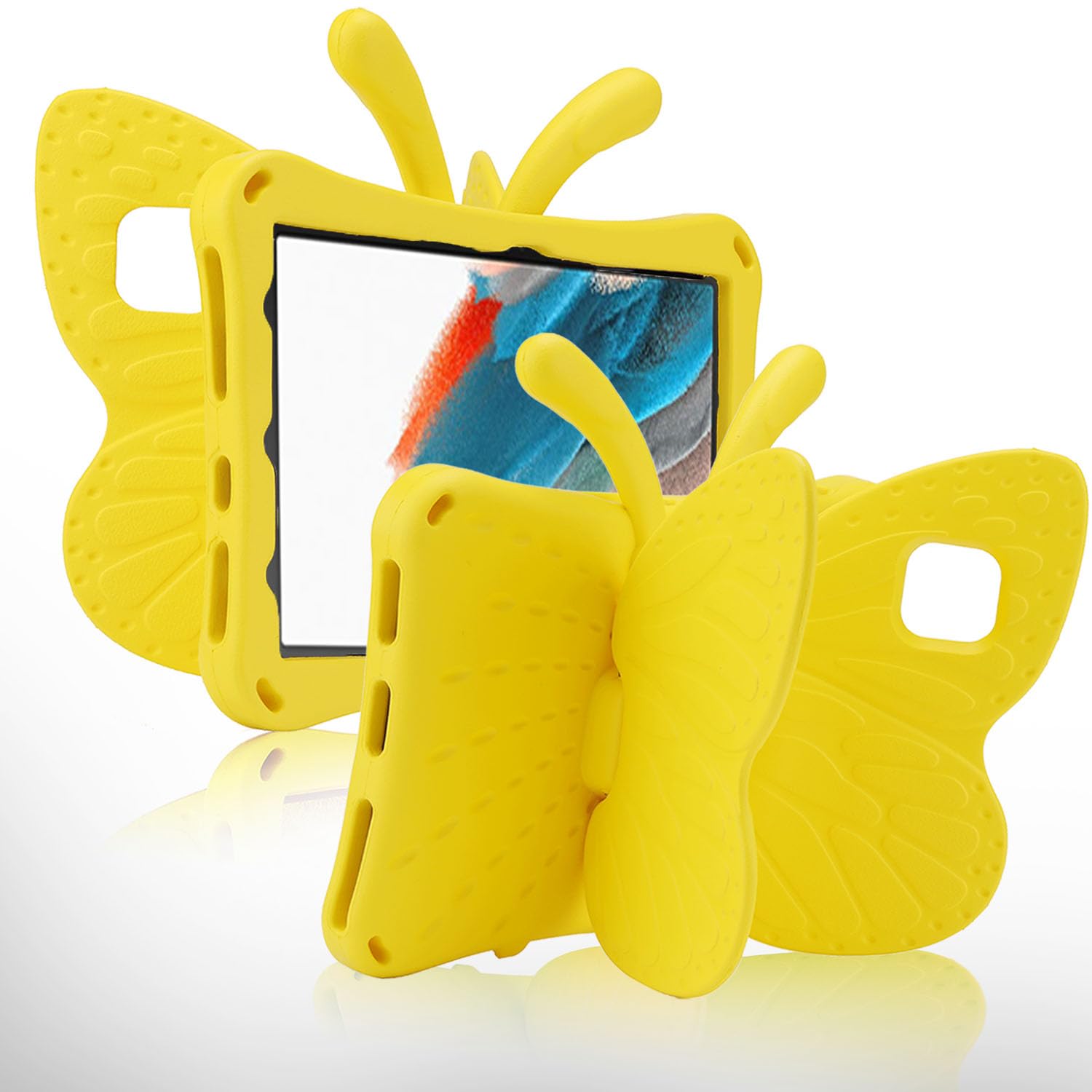 TCL Tab 8LE 2023 Butterfly Case with Kickstand, Light, EVA Full Body Drop Protective, Rugged, Shockproof, Kid-Proof Case for Girls, Yellow