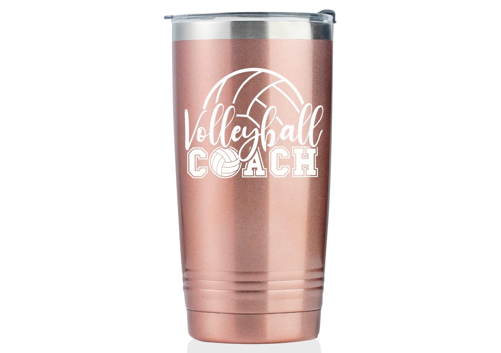 Onebttl Volleyball Coach Gift, Funny Gift Idea for Appreciation, Christmas, Birthday, 20oz Stainless Steel Insulated Travel Mug - RoseGold