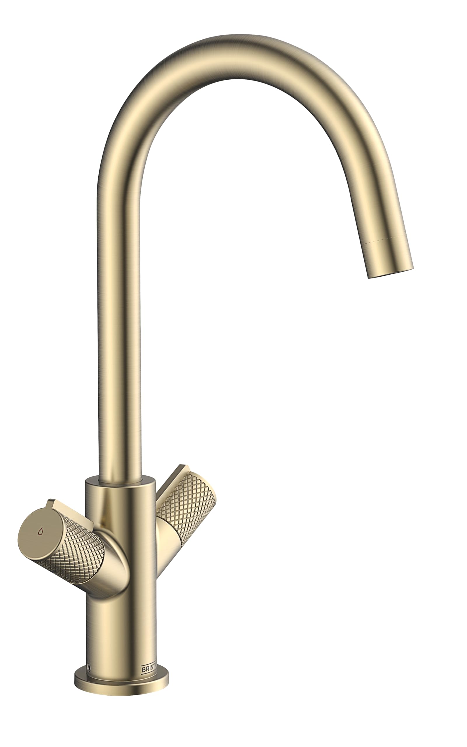 Bristan Fern Kitchen Tap - Swivel spout, Two Handle EasyFit Brushed Brass Kitchen Sink tap, FRN EFSNK BB