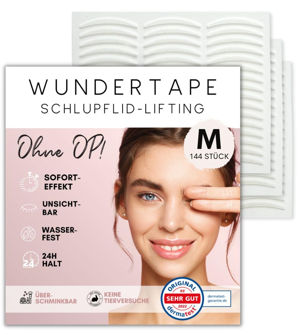 WUNDERTAPE Schlupflider Stripes Schlupflid-Tape Streifen zum Augenlid-Lifting ohne OP! (wasserfest, 24h Halt, double eyelid lifting tapes) Augenlid-Tape (144 M)