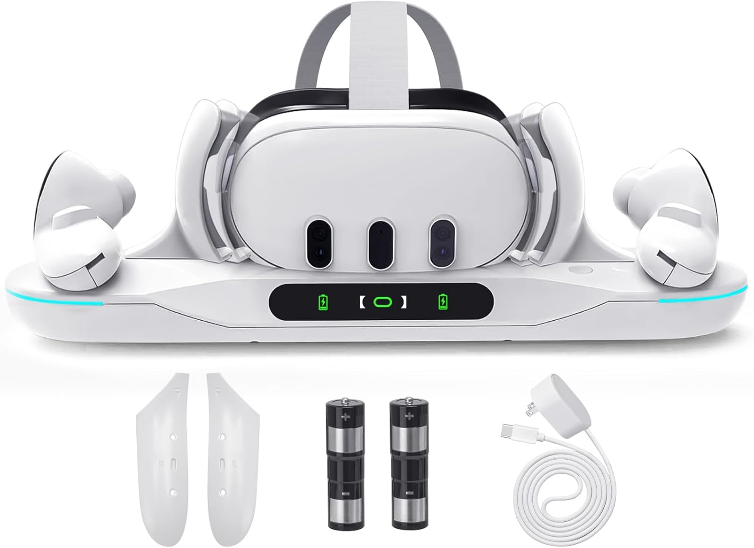 Lampelc Charging Dock for Meta Quest 3, Auto-Clamping Fast Charging Station VR Charger Stand for Headset Controllers Accessories, with 2 Rechargeable Batteries, LED Display Lampelc Charging Dock for Meta Quest 3, Auto-Clamping Fast Charging Station VR Charger Stand for Headset Controllers Accessories, with 2 Rechargeable Batteries, LED Display