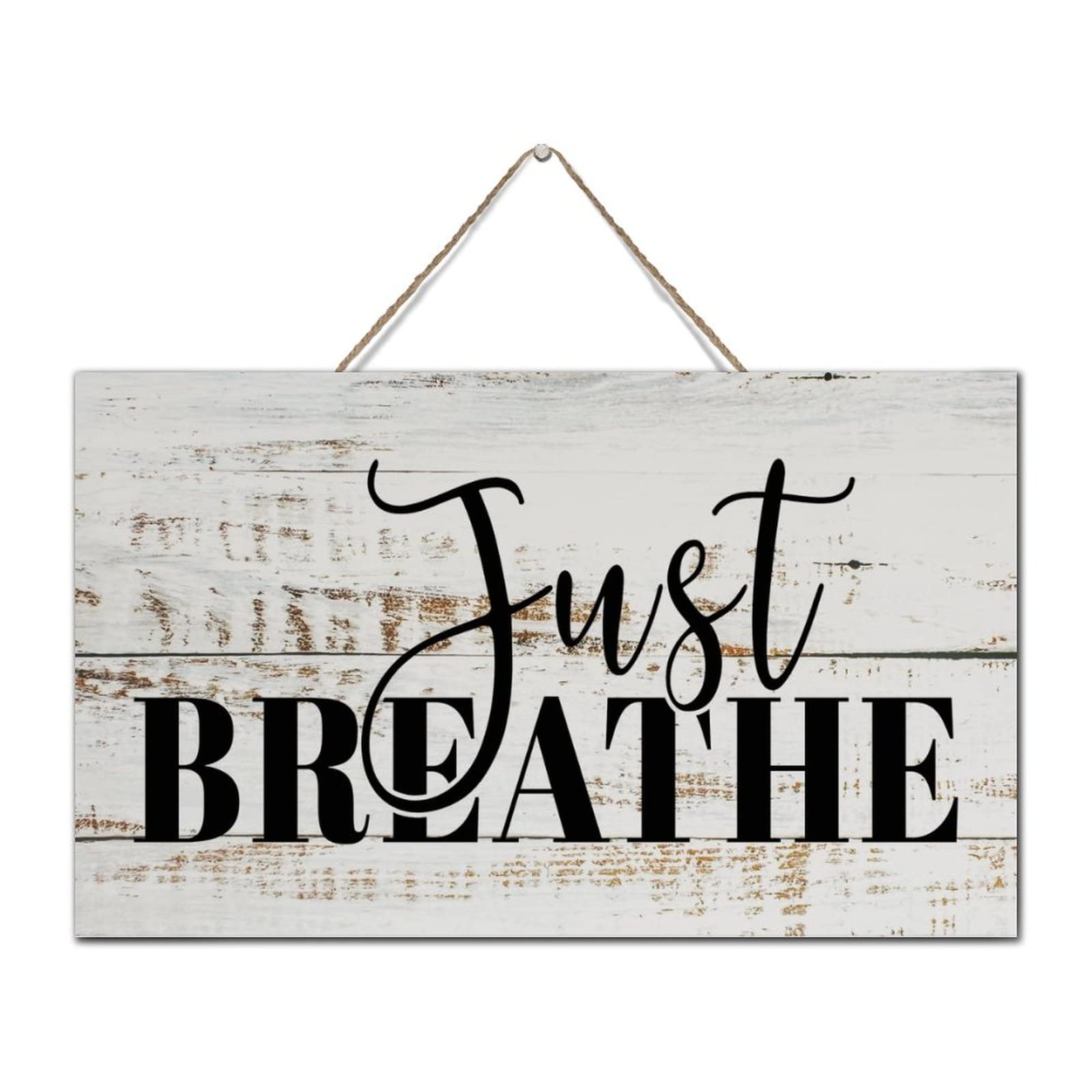 Targa Decorativa In Metallo Con Colibrì E Scritta 'Just Breathe' | Rustica | 20,3x30,5 Cm
