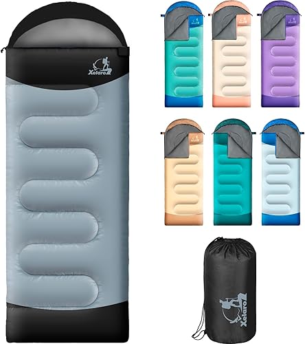 Miniatura 11 de Sacos de dormir para adultos y niños - 3 estaciones para clima frío y cálido, impermeables para acampar - Sacos de dormir ligeros para camping