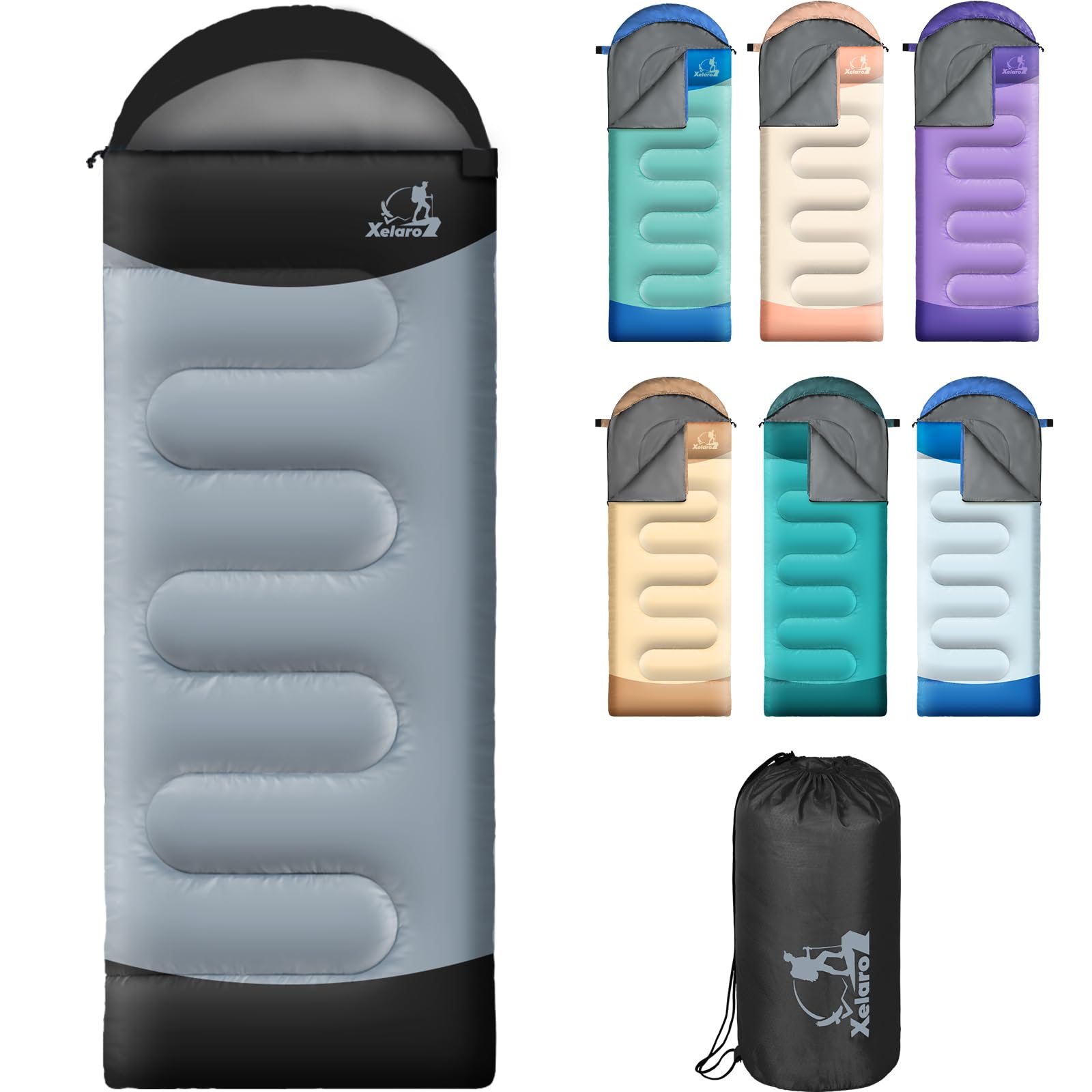 Xelaro Sleeping Bags for Adults Kids - 3 Season Cold&Warm Weather Waterproof Camping Sleeping Bags - Lightweight Sleeping Bags for Camping Hiking