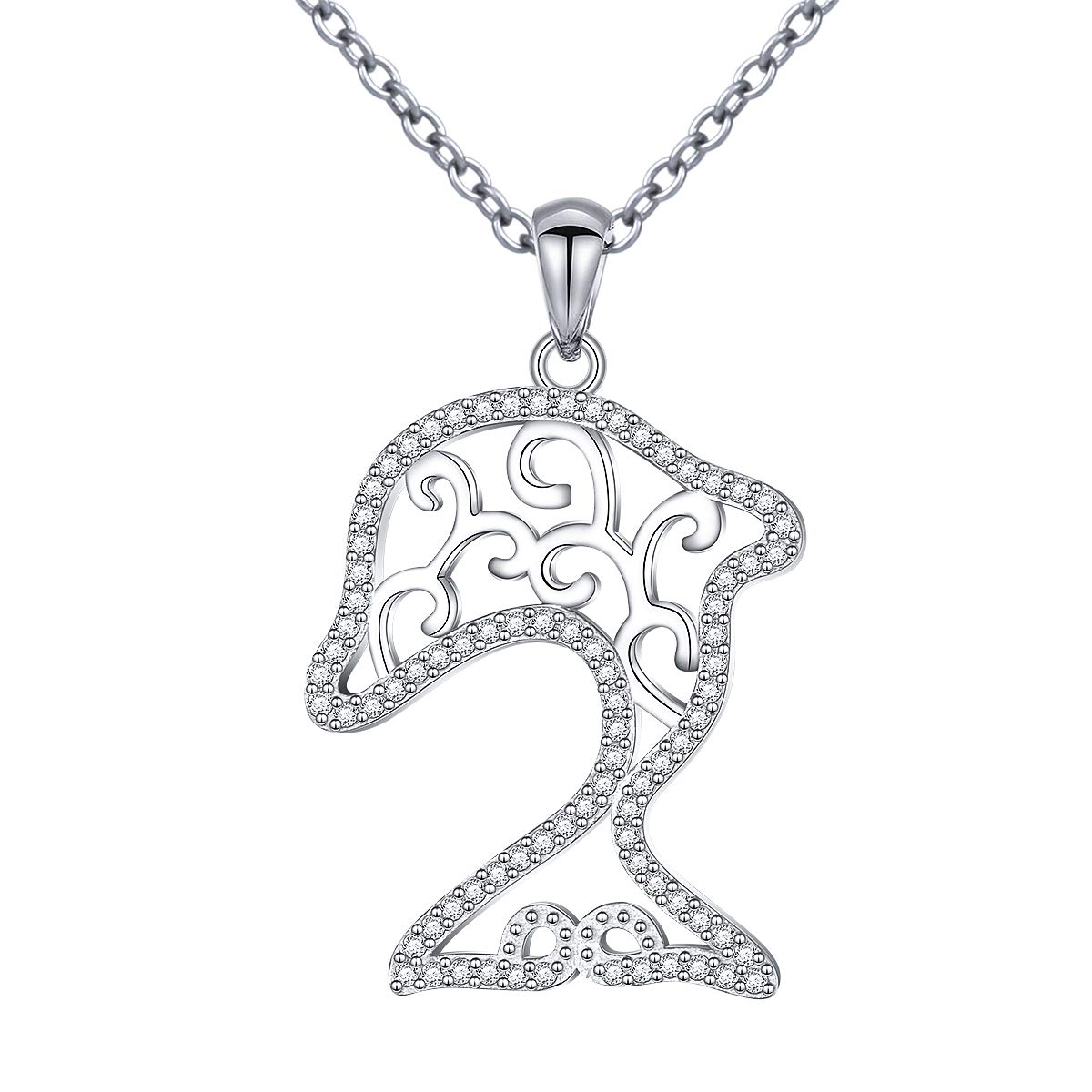 Ladytree925 Sterling Silver Stingray Necklace Manta Ray Turtle Dolphin Charm Tortoise Necklace Sea Animal Tree of Life Jewelry Sea Lover Gifts for Women