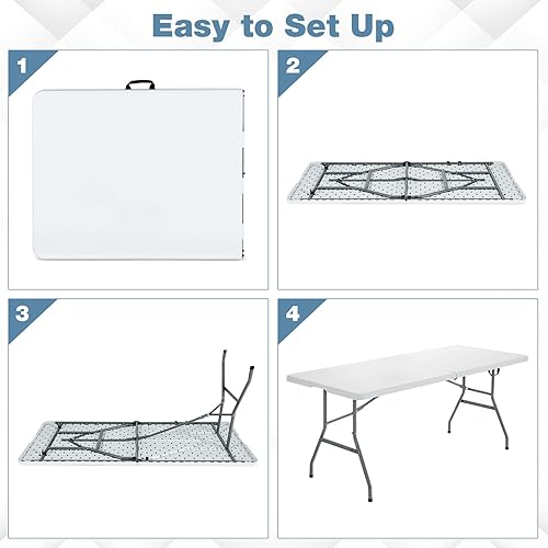 Miniatura 5 de Nightcore - Mesa plegable de 6 pies, para interiores y exteriores, portátil, para picnic, fiesta, comedor, mesa de campamento con esquinas