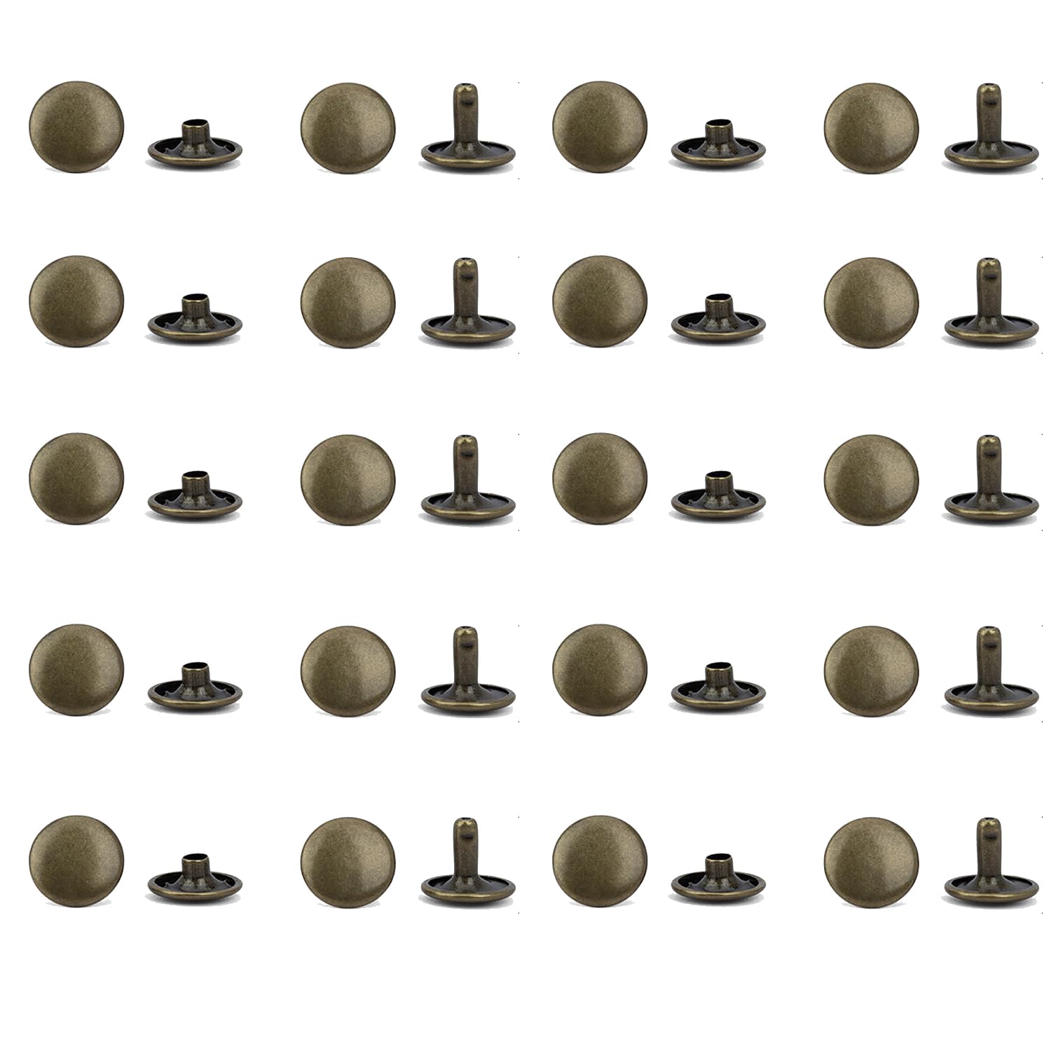 WUTA 100 Sets Sewing Snaps Solid Brass Snap Fasteners Press Studs Poppers Clothing Bag Jacket Leather Craft Buttons for Clothes, Jackets, Jeans Wears, Bracelets, Bags, Bronze (8mm/0.31 inch)